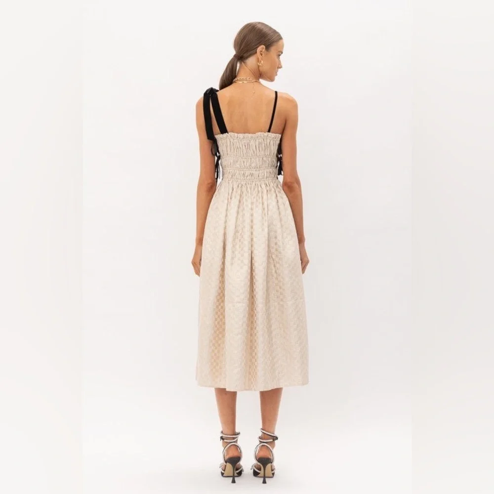 NWT Sofie the Label Claire Dress‎ Gold Jacquard Velvet Straps Size Small - Picture 9 of 15